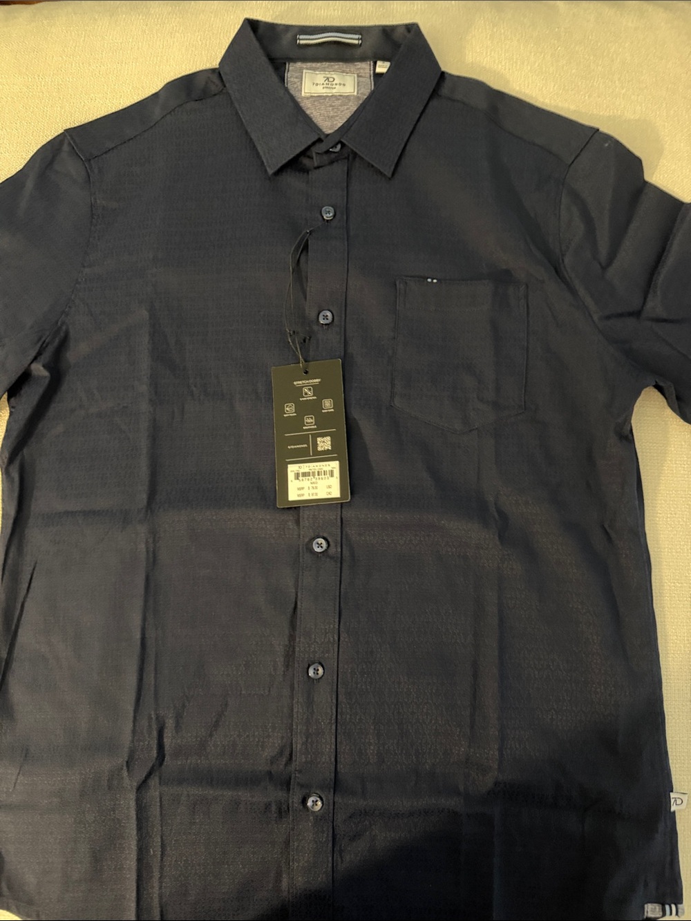 NWT 7 Diamonds Men's Dark Navy Short-Sleeve Button-Down Shirt